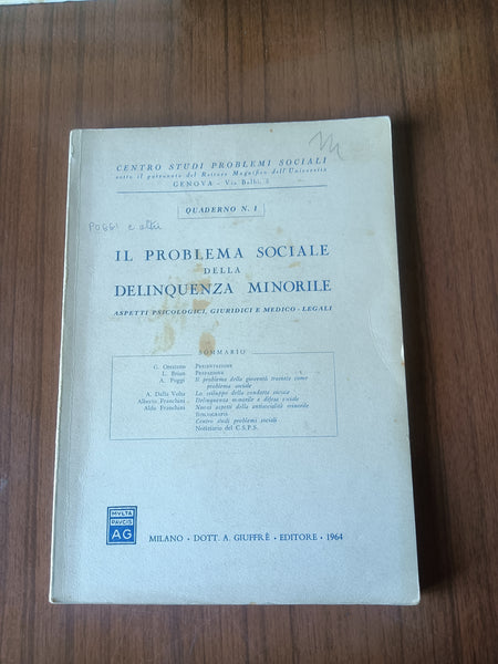 Il problema sociale della delinquenza minorile. Aspetti psicologici, giuridici e medico legali | Aa.Vv