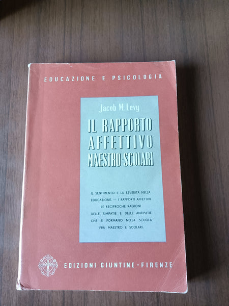 Il rapporto affettivo maestro scolari | Jacob M. Levy