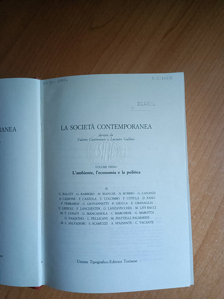 La società contemporanea. Vol.I: L’ambiente l’economia e la politica | Castronovo, Gallino