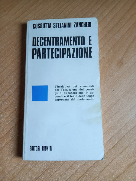 Decentramento e partecipazione | Zangheri - Editori Riuniti