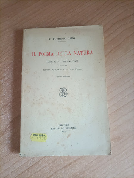 Il poema della natura | Caro T. Lucrezio