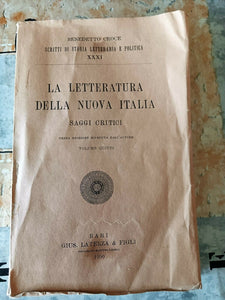 La Letteratura della Nuova Italia - Saggi Critici volume V | Benedetto Croce - Laterza