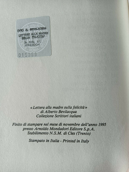 Lettere alla madre sulla felicità | Alberto Bevilacqua - Mondadori